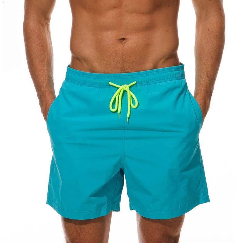 Men’s Swim Shorts – Relaxed Fit – Fast-Drying – Elastic Waist – Mid-Length – Pockets