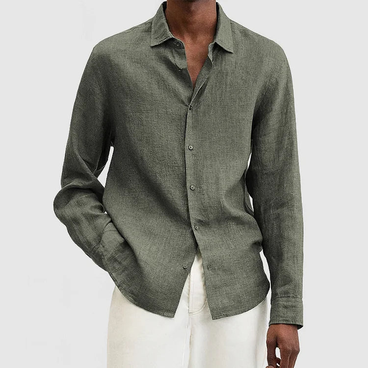 Men’s Button-Up Shirt – Relaxed Fit – Long Sleeve – Breathable Natural Fibers