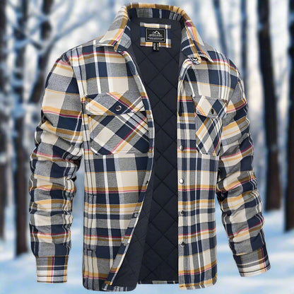 Men's Shirt Jacket – Quilted Flannel – Relaxed Fit – Snap Front – Chest Pockets