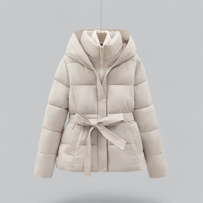 Florence Hooded Quilted Puffer Jacket | Belted Button Front Jacket