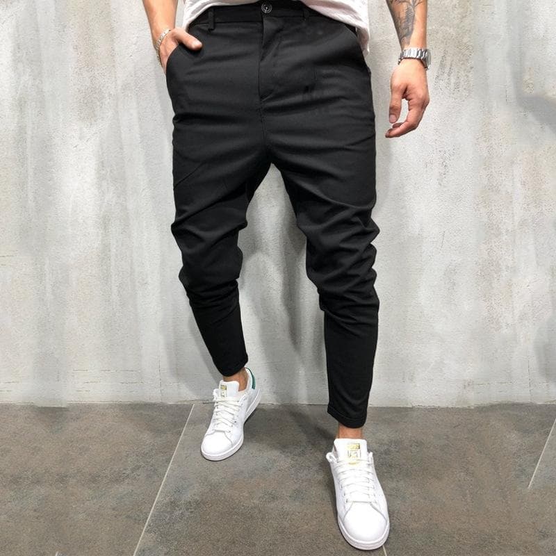 Men’s Tapered Pants – Relaxed Fit – Elastic Waist – Lightweight Cotton – Front Pockets