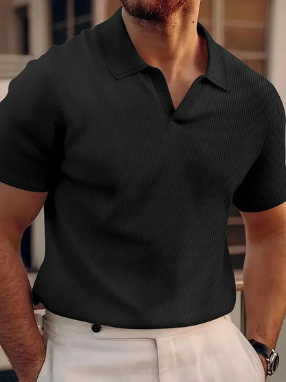 Men’s Polo Shirt – Breathable Blend – Classic Fit – Ribbed Texture – Short Sleeve