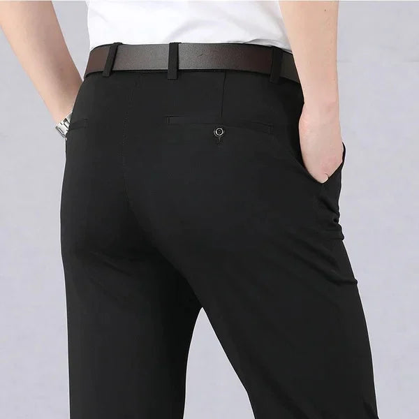 Men’s Formal Trousers – Slim Fit – Stretch Fabric – Flat Front Tailored Style