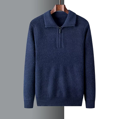 Men’s Quarter-Zip Sweater – Regular Fit – Soft Knit – Ribbed Trim – Relaxed Collar