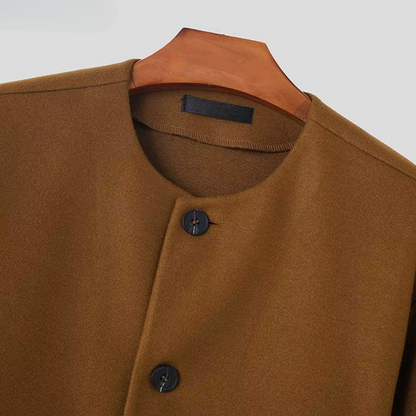 Arthur Relaxed Fit Jacket | Collarless Button Front Jacket