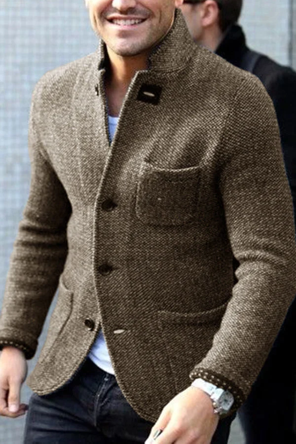 Men’s Blazer – Slim Fit – Wool Blend – Notched Collar – Single Breasted – Tailored Cut