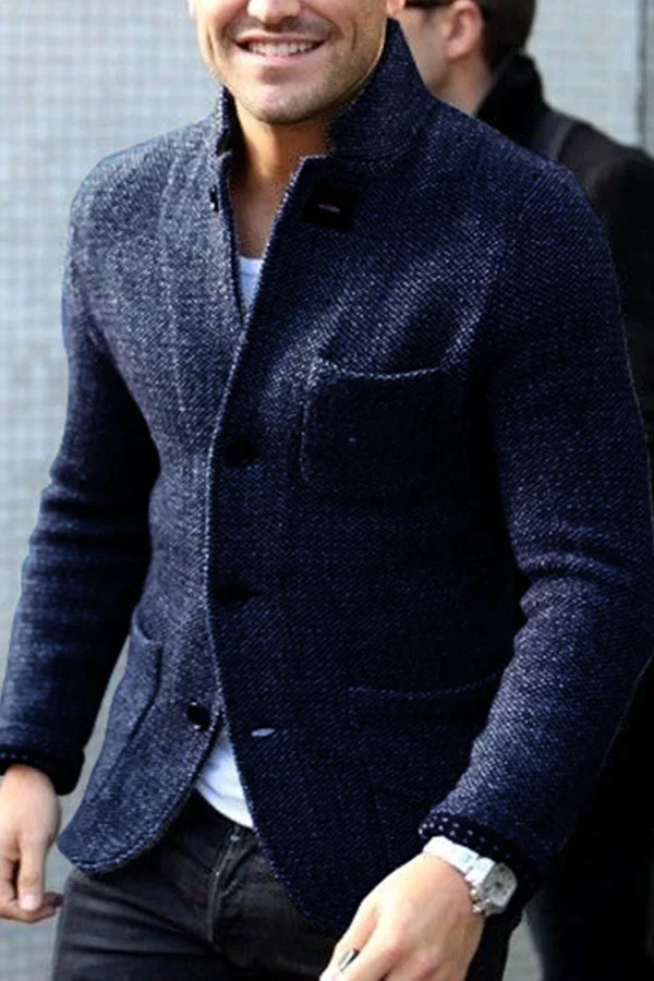 Men’s Blazer – Slim Fit – Wool Blend – Notched Collar – Single Breasted – Tailored Cut
