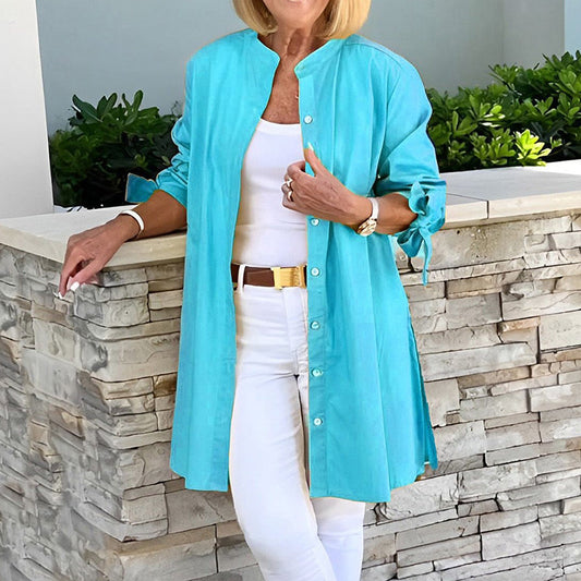 Women’s Tunic Shirt – Relaxed Fit – Long Sleeve Button Front