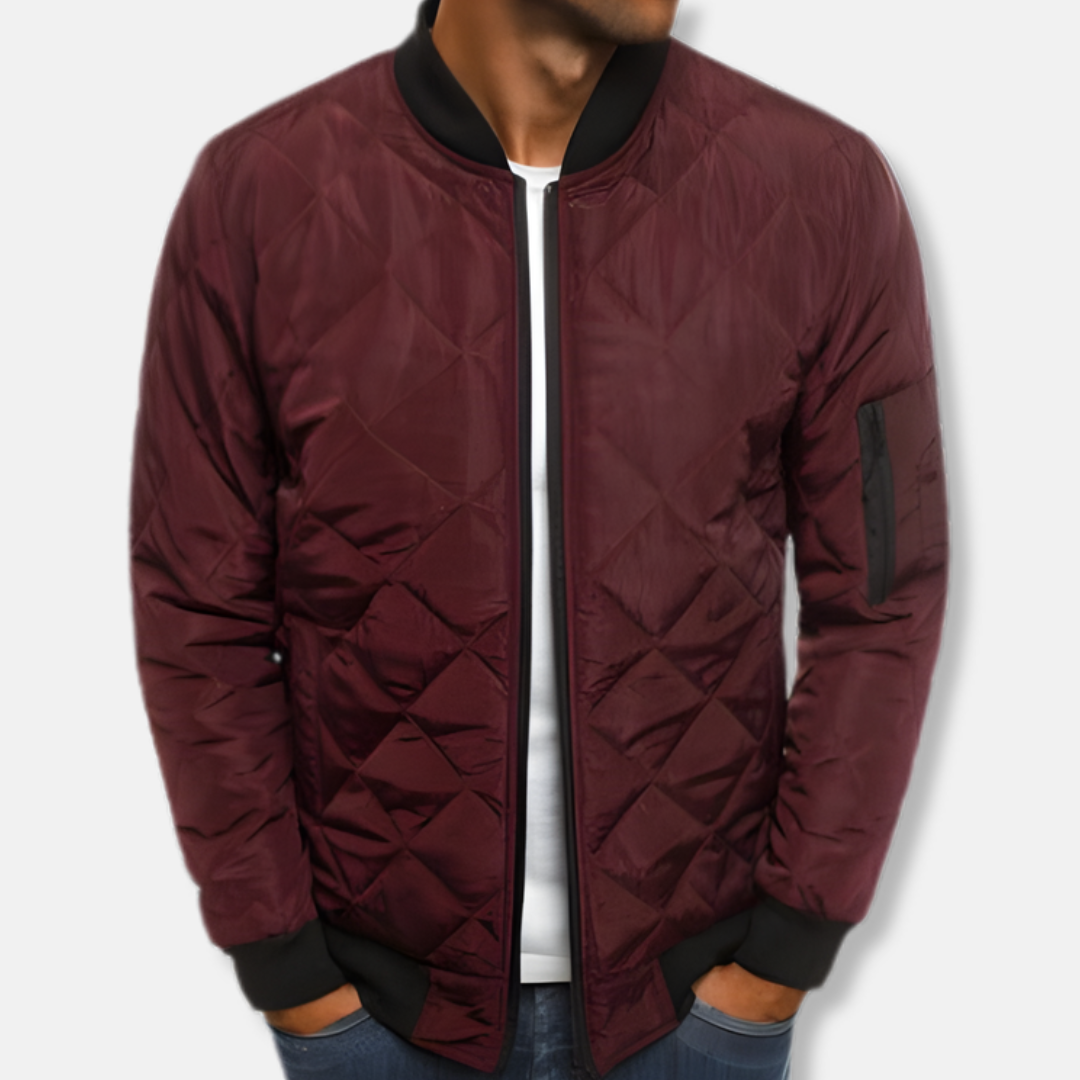 Oscar Regular Fit Quilted Jacket | Banded Collar Zip Pocket Quilted Jacket
