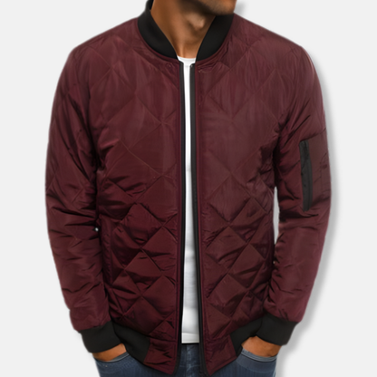 Oscar Regular Fit Quilted Jacket | Banded Collar Zip Pocket Quilted Jacket