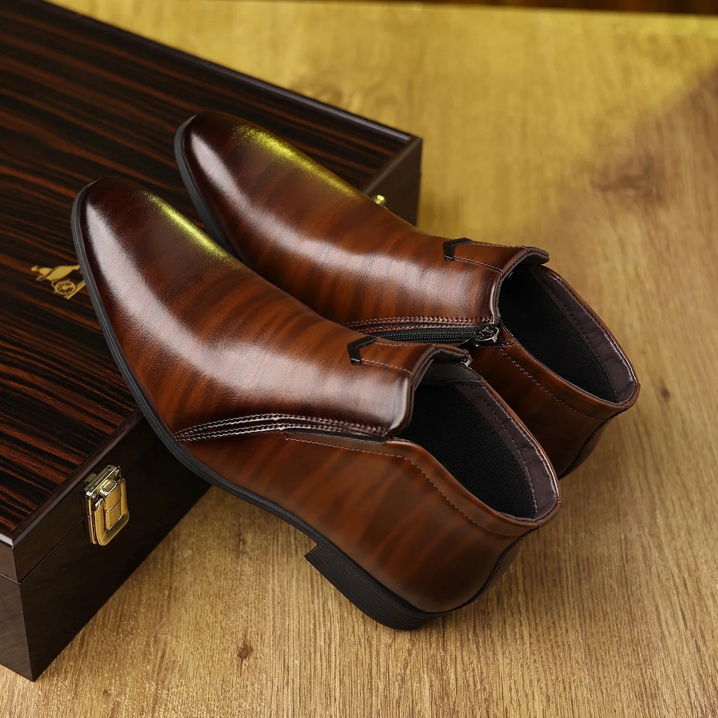 Oscar Slim Fit Ankle Boots | Pointed Toe Burnished Ankle Boots