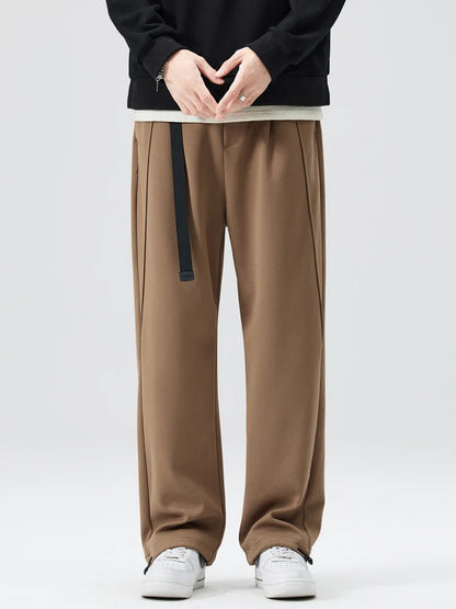 Theodore Wide-Leg Trouser | Pleated Belted Side Pockets Trouser