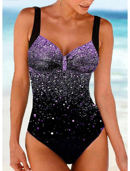 Women’s One-Piece Swimsuit – Shaping Fit – Built-In Bra – Sequin Gradient Design
