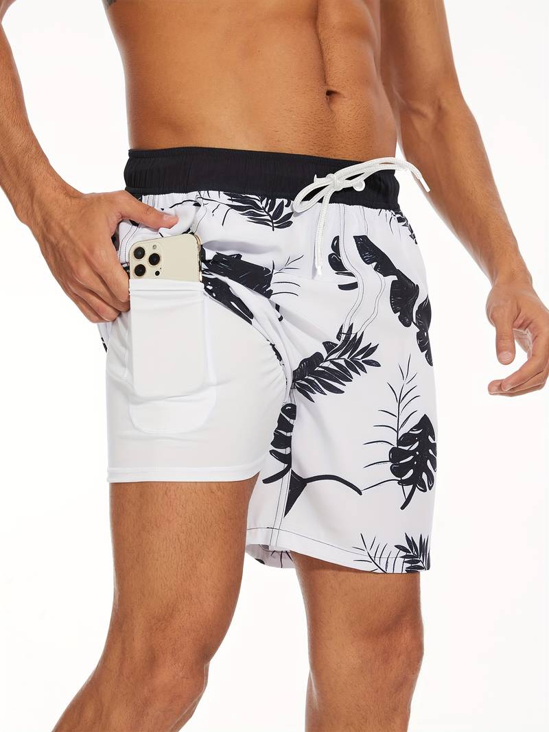 Men’s Beach Shorts – Relaxed Fit – Quick-Dry Breathable Blend – Inner Liner – Pocket