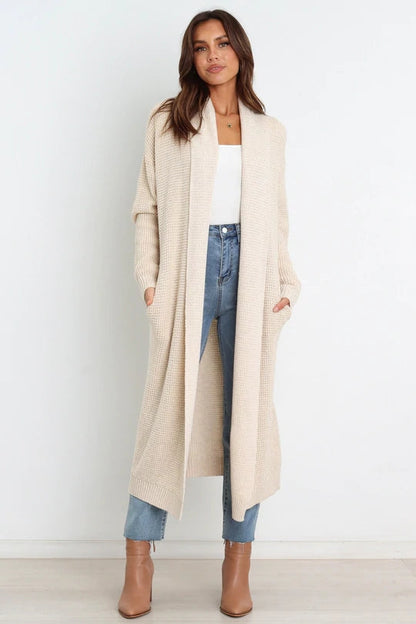 Women’s Longline Cardigan – Soft Knit – Oversized Fit – Open Front – Side Pockets