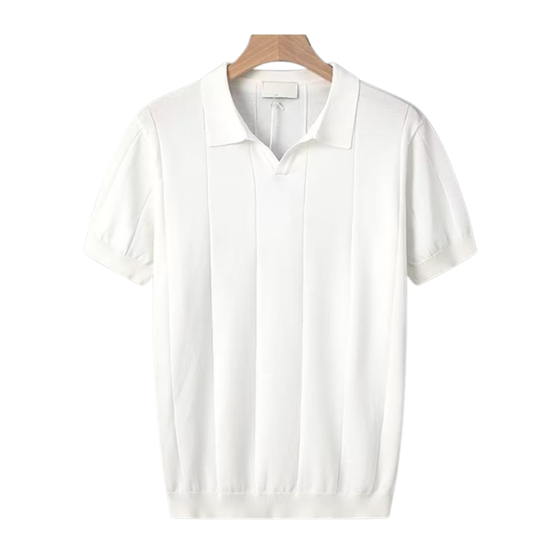 Oliver Ribbed Collared V-Neck Polo Shirt | Regular Fit Short Sleeve Polo Shirt