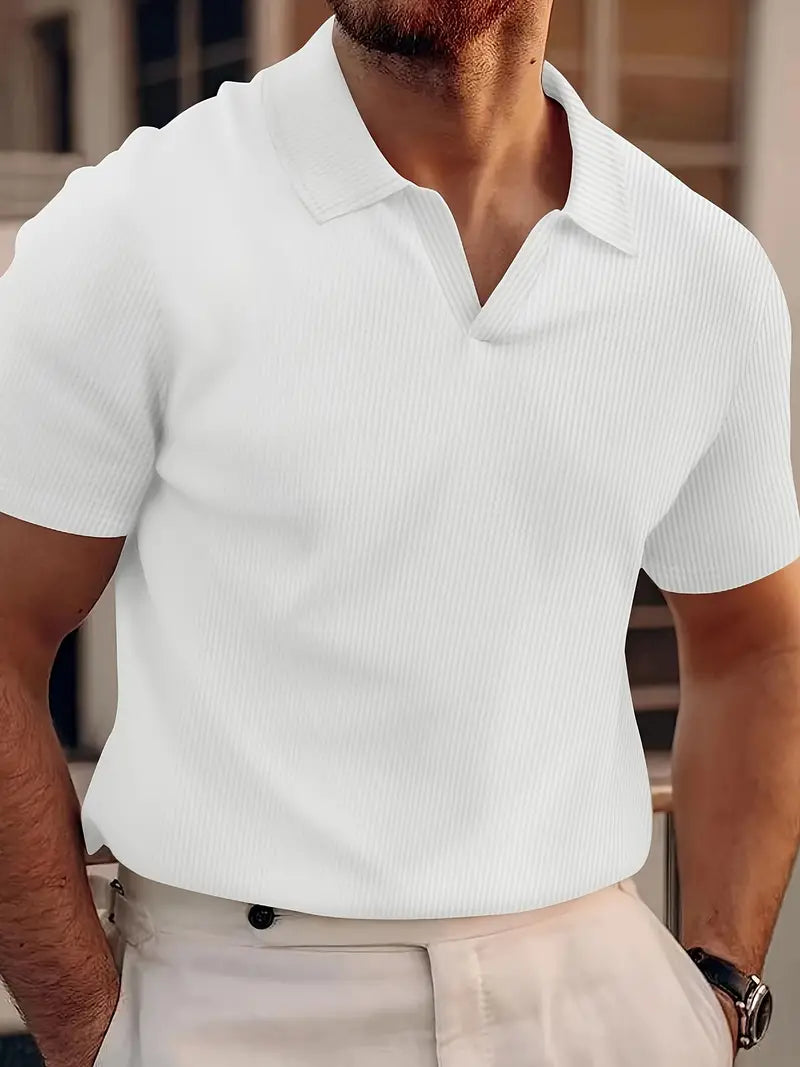 Men’s Polo Shirt – Breathable Blend – Classic Fit – Ribbed Texture – Short Sleeve