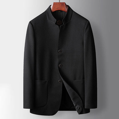 Men’s Business Jacket – Tailored Fit – Luxury Fabric – Mandarin Collar – Single Breasted
