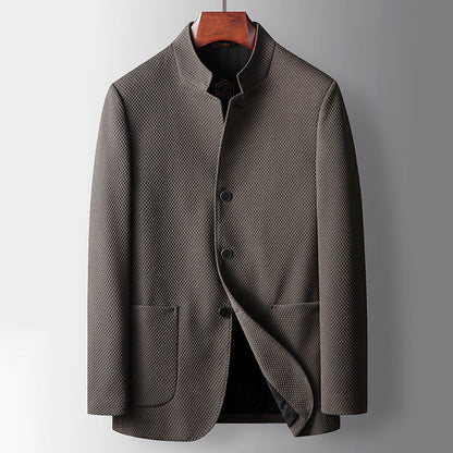 Men’s Business Jacket – Tailored Fit – Luxury Fabric – Mandarin Collar – Single Breasted