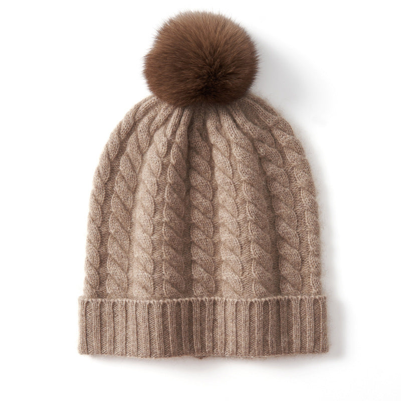 Isla Cable Knit Pom-Pom Beanie | Ribbed Hem Beanie