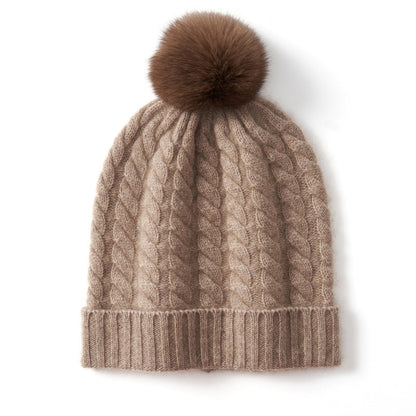 Isla Cable Knit Pom-Pom Beanie | Ribbed Hem Beanie