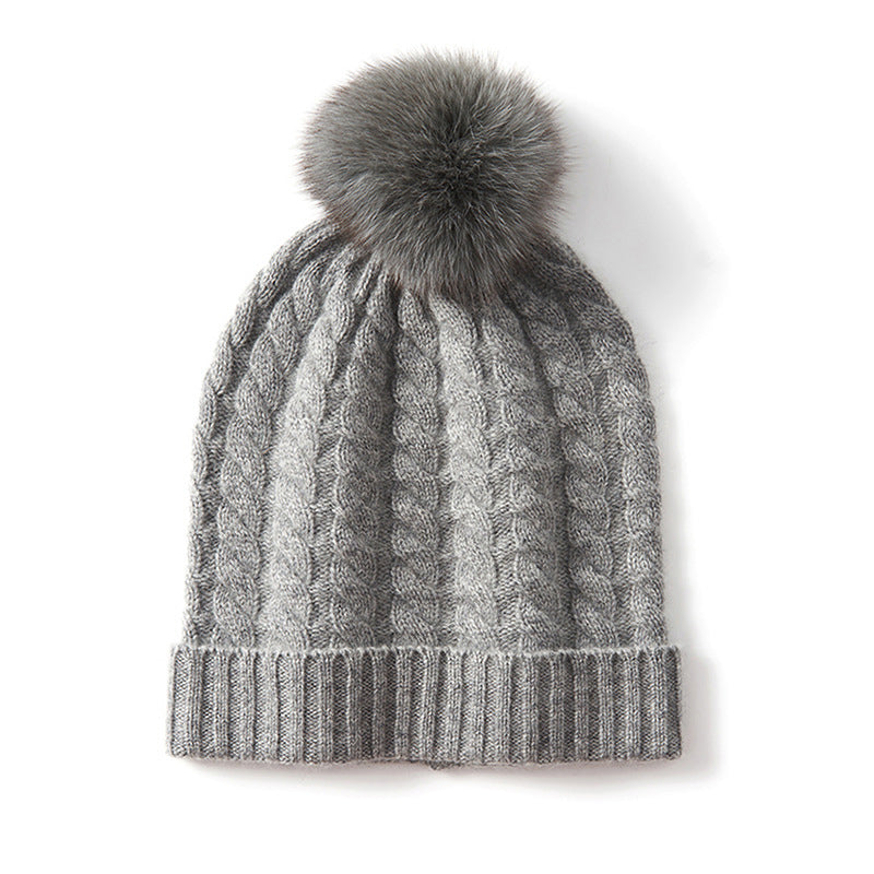 Isla Cable Knit Pom-Pom Beanie | Ribbed Hem Beanie