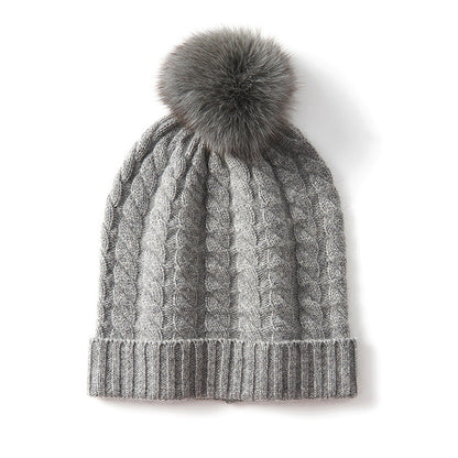 Isla Cable Knit Pom-Pom Beanie | Ribbed Hem Beanie