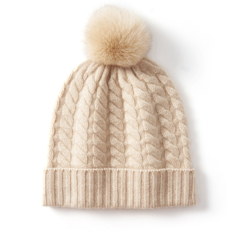 Isla Cable Knit Pom-Pom Beanie | Ribbed Hem Beanie