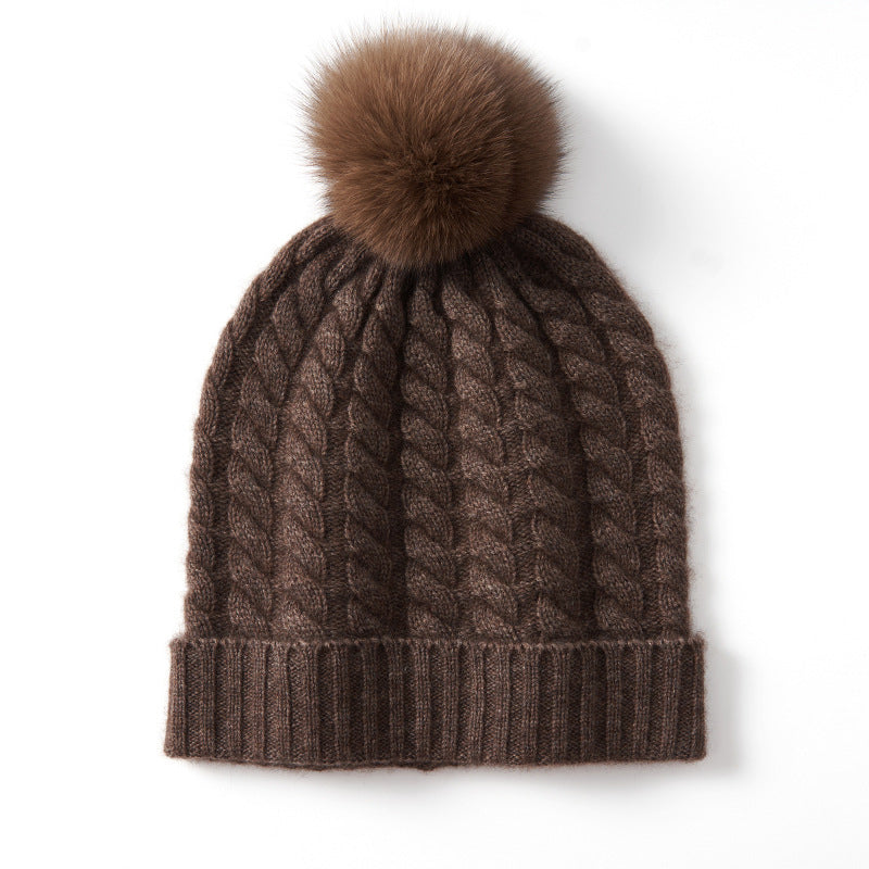 Isla Cable Knit Pom-Pom Beanie | Ribbed Hem Beanie