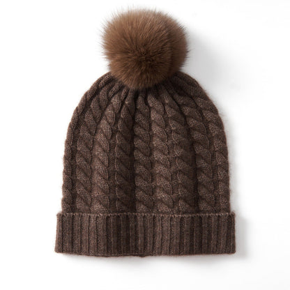 Isla Cable Knit Pom-Pom Beanie | Ribbed Hem Beanie