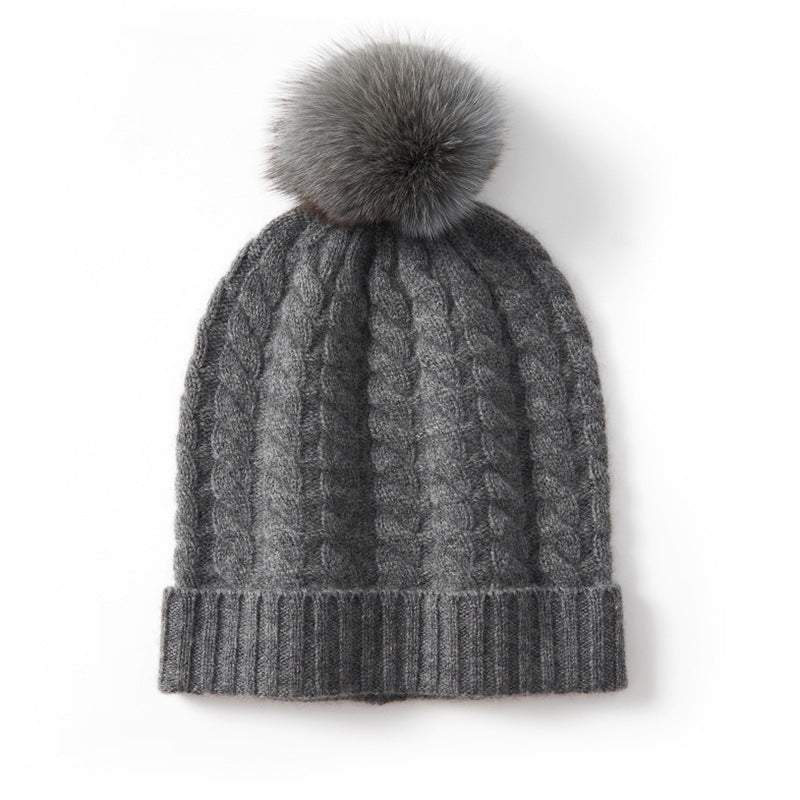 Isla Cable Knit Pom-Pom Beanie | Ribbed Hem Beanie