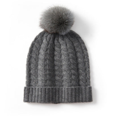 Isla Cable Knit Pom-Pom Beanie | Ribbed Hem Beanie