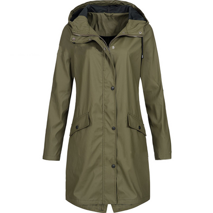 Women’s Raincoat – Waterproof Hooded – Slim Fit – Mid-Length Lightweight Design