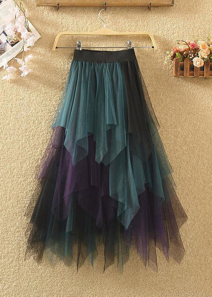 Women’s Midi Skirt – Asymmetrical Layered Fit – Flowing Tulle – Tiered Silhouette