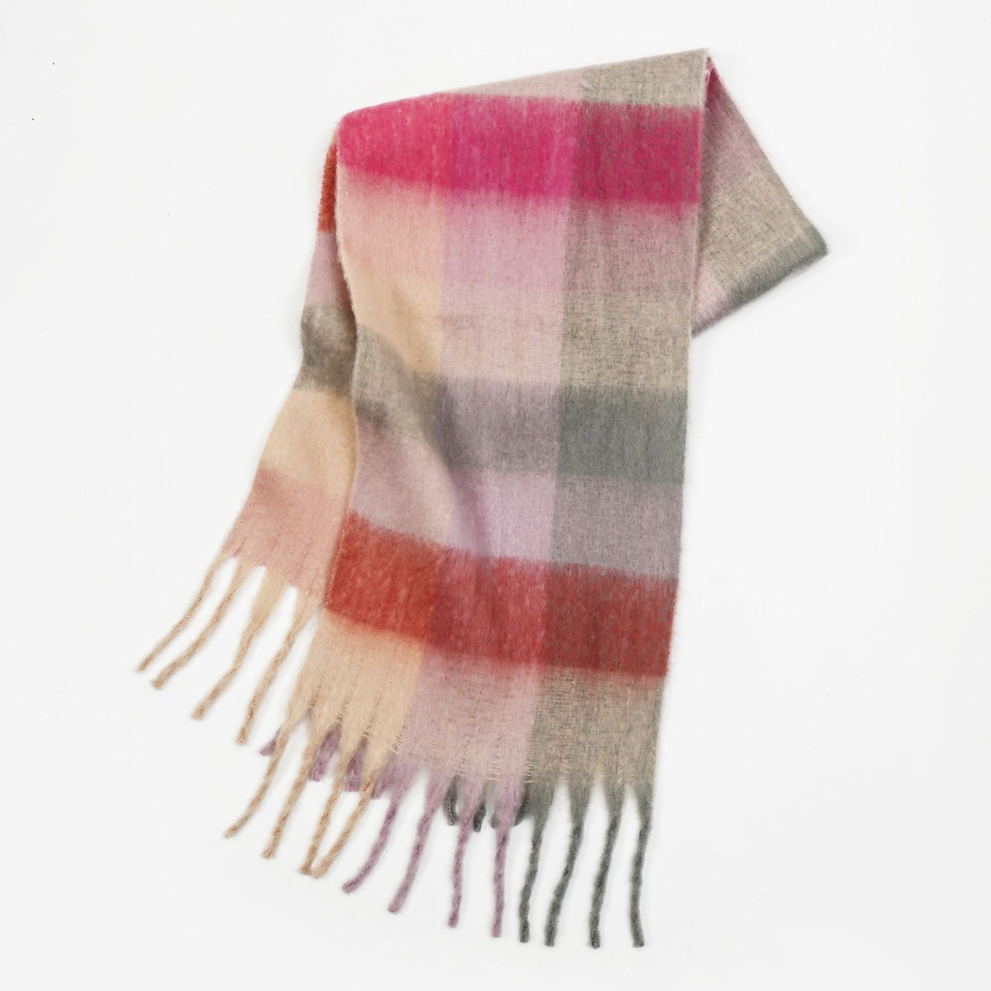 Amelia Oversized Scarf | Check Fringed Scarf