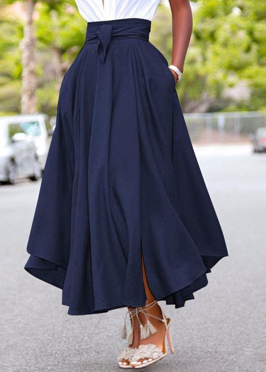 Women’s A-Line Skirt – Midi Length – Waist Tie – Soft Draped – Cotton Blend