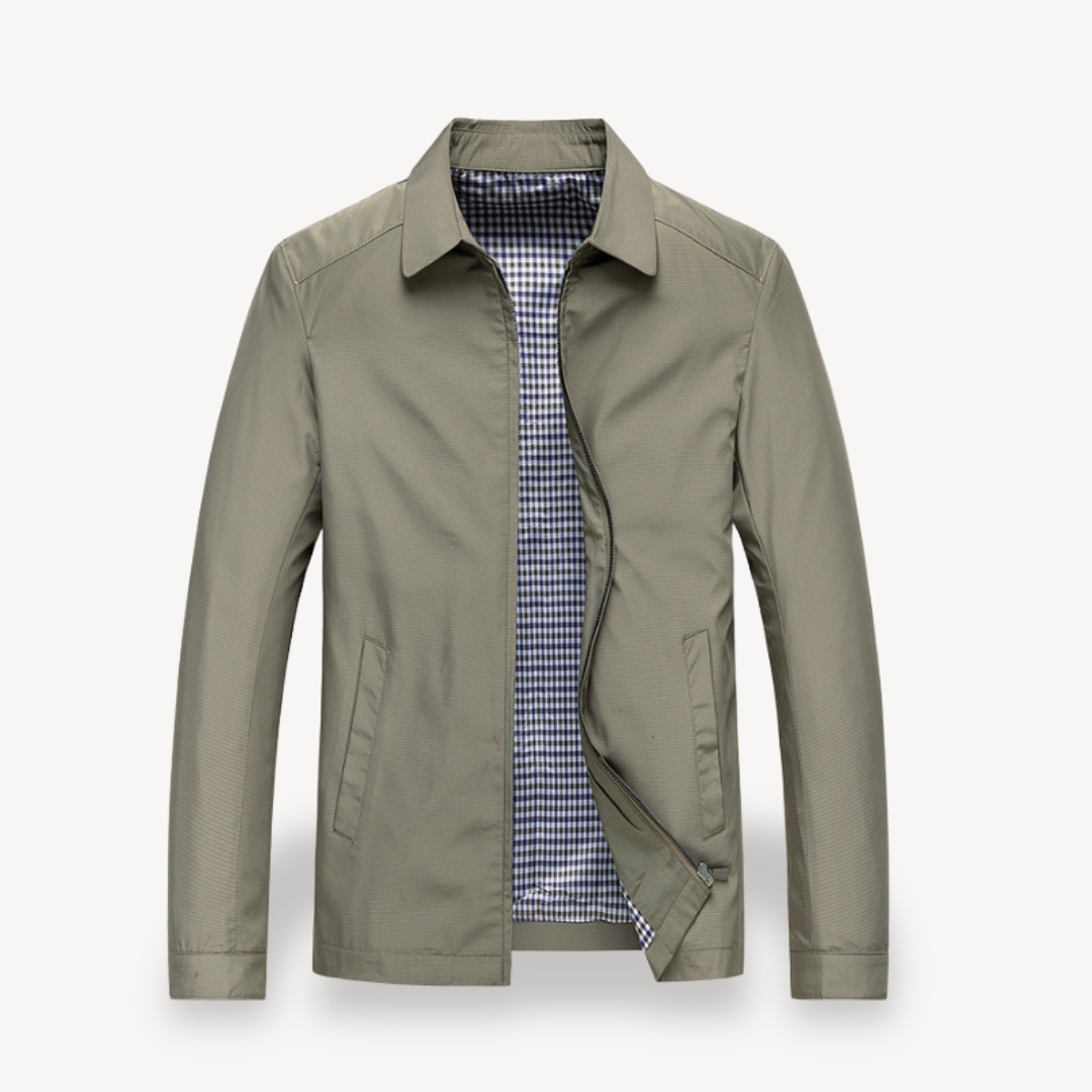 Men’s Lightweight Jacket – Tailored Fit – Breathable Blend – Zip Front – Shirt Collar