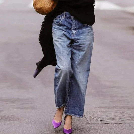Women’s Wide-Leg Jeans – Relaxed Fit – Full Length – Breathable – Denim – Casual Style