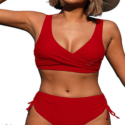 Women’s Bikini Set – Wrap Top – High-Waisted – Adjustable Sides – Breathable Blend