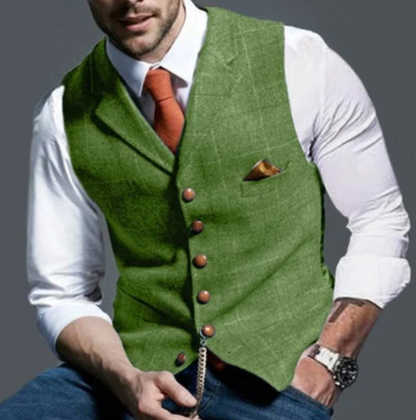 Men’s Vest – Wool Blend – Tailored Fit – V-Neck Formal Button Front