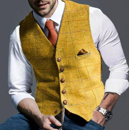 Men’s Vest – Wool Blend – Tailored Fit – V-Neck Formal Button Front