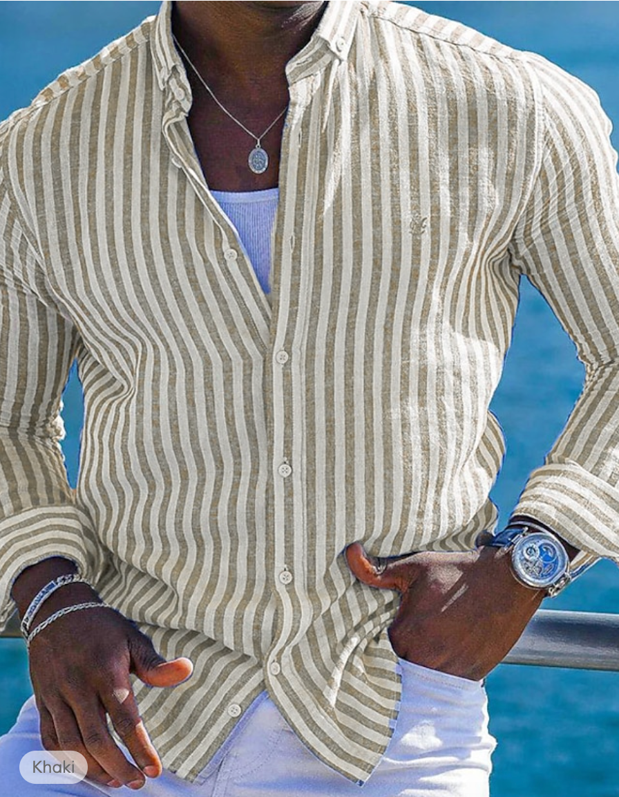 Coastal Stripes: The Versatile Button-Up for Every Occasion for Men