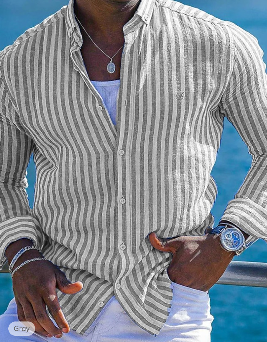 Coastal Stripes: The Versatile Button-Up for Every Occasion for Men