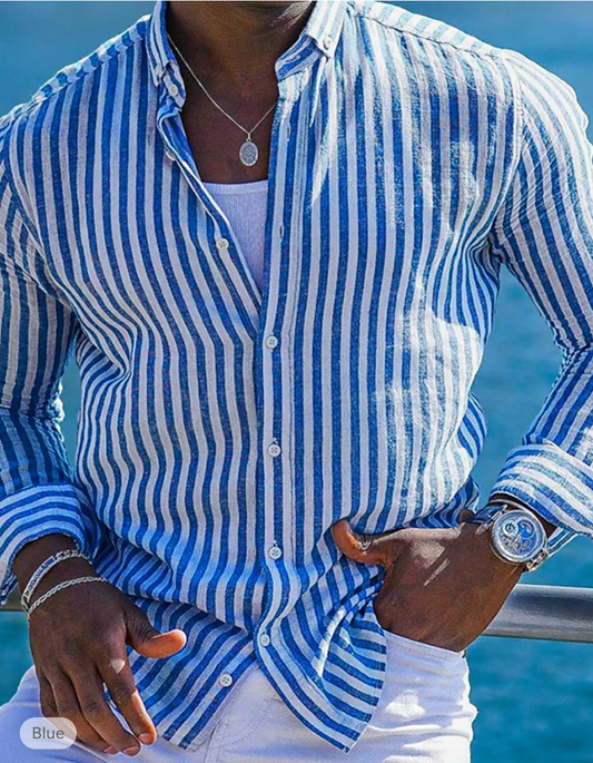 Coastal Stripes: The Versatile Button-Up for Every Occasion for Men