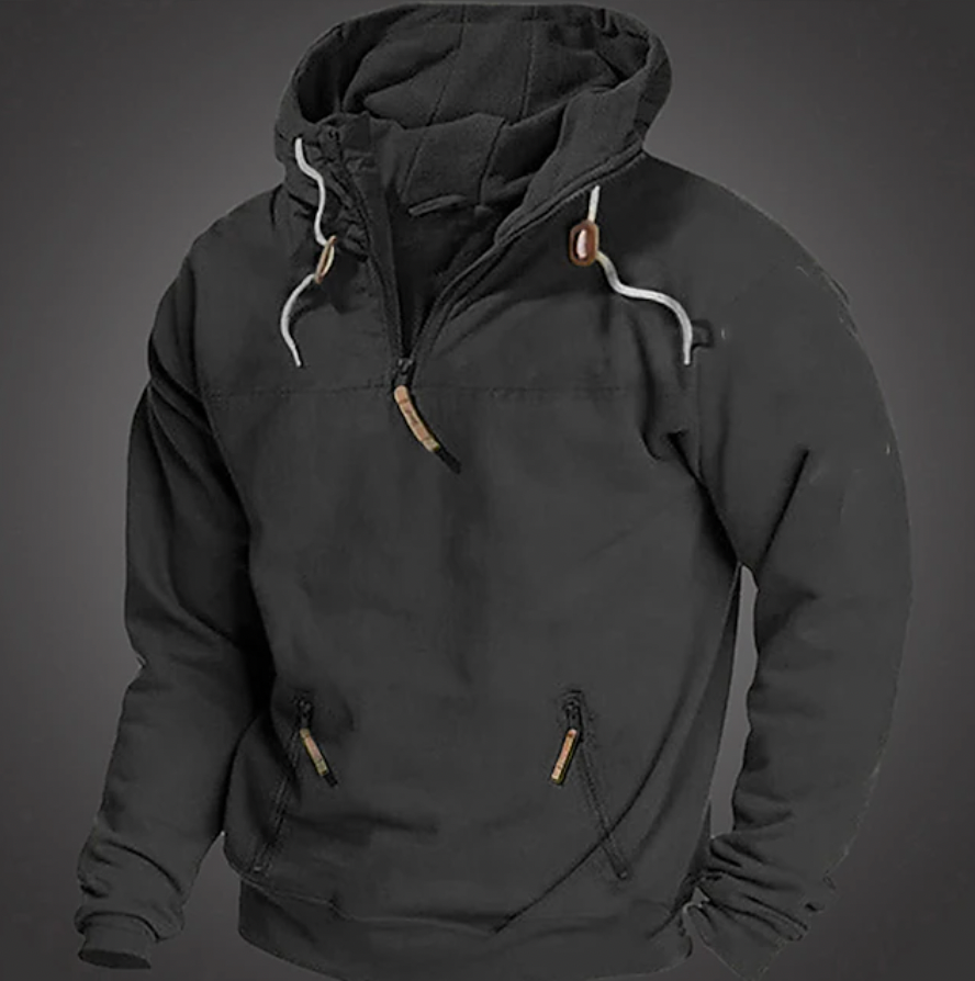 Oliver Relaxed Fit Pullover Hoodie | Half-Zip Hooded Casual Hoodie