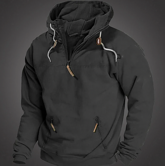 Oliver Relaxed Fit Pullover Hoodie | Half-Zip Hooded Casual Hoodie