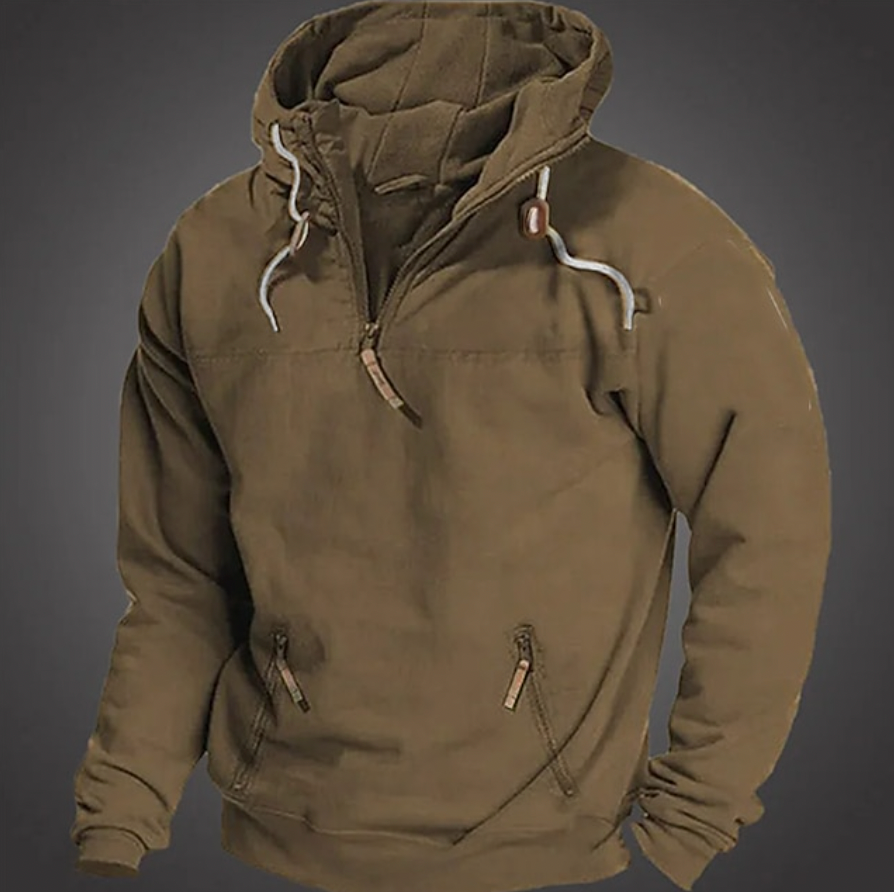 Oliver Relaxed Fit Pullover Hoodie | Half-Zip Hooded Casual Hoodie