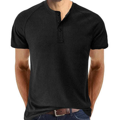 Men’s Henley Shirt – Slim Fit – Soft Knit – Short Sleeve – Breathable Casual Wear