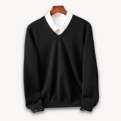 Men’s V-Neck Sweater – Slim Fit – Luxury Fabric – Soft Knit Ribbed Detailing