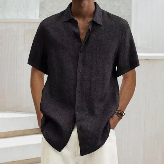 Men’s Short Sleeve Shirt – Relaxed Fit – Breathable Blend – Button Down Casual Style